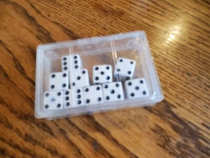 SUPER Vintage set of 10 DICE square corners White and Black Dots - Picture 1 of 2