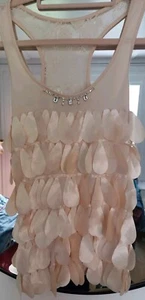 Vintage L'Art de River Island Petal 3D & Jewel party top Size 8 Lace Pale Peach - Picture 1 of 5