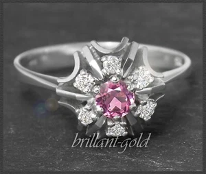 Diamant & Spinell Ring mit 0,70ct, Brillanten in Lupenrein & River, 585 Weißgold - Bild 1 von 7