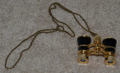 Vintage Selsi Black and Gold Opera Binoculars 3x22 Black and Gold Chain #1 - Image 1 of 4