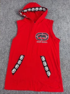 Ecko Unltd Hoodie Shirt Mens Small Red Sleeveless Hooded Pullover Streetwear Y2K - Picture 1 of 11