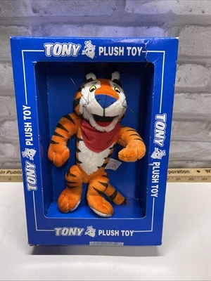 复古 Tony the Tiger 毛绒玩具 Kelloggs 填充动物 1997 原装盒 全新 — 第 1/4 张图片