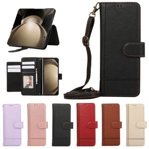 Funda tipo billetera de cuero plegable 7 para Samsung Galaxy Z con soporte abatible + espejo - Imagen 1 de 71