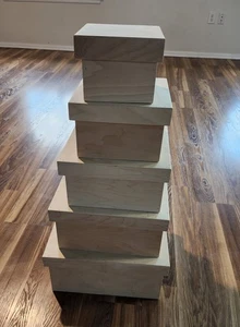 Wooden Boxes with Lids Unfinished for Storage & Crafts Set Of 5 VARIOUS Sizes - Picture 1 of 4