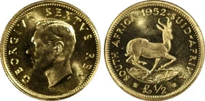 South Africa 1952 George VI Half Pound 1/2 Pound Gold PCGS PR 66. 12,000 Mintage - Picture 1 of 4