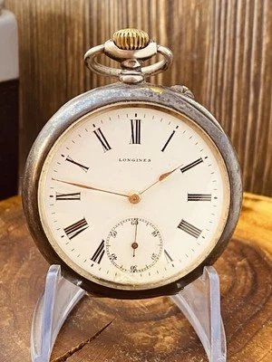 RELOJ BOLSILLO LONGINES MONEDA PLATA 1920 esfera porcelana revisado #8035 Foto 1 de 4