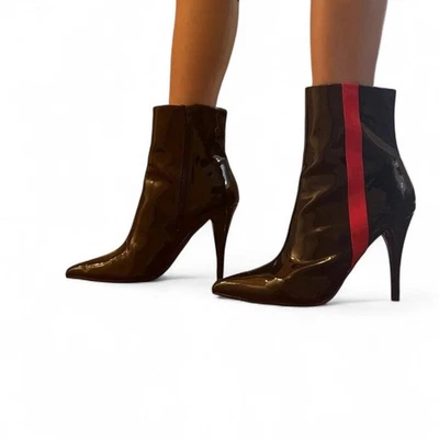 Forever21 Botines Stilletto Cuero Negro Punta Punta Talla 8 Foto 1 de 3