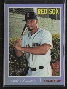 Topps Heritage #THC-487 2019 Xander Bogaerts cromo refractor púrpura - Imagen 1 de 2