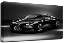 Bugatti Veyron Sports Car Black White Premium Framed Canvas Art Print