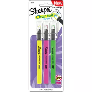 Stick evidenziatore Sharpie Clear View, assortito, rosa, giallo e verde, confezione da 3 - Foto 1 di 5