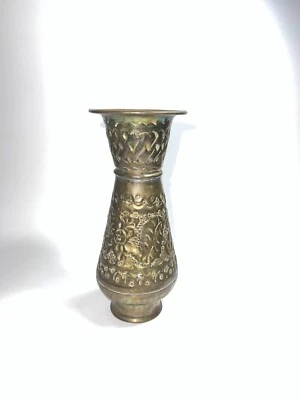 Vintage Antique Mini Decorative Vase 7.5 Long x 3 Inch W Brass Handcrafted - Image 1 of 4