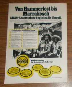 Seltene Werbung ARAG Rechtsschutz - Von Hammerfest bis Marrakesch 1979 - Bild 1 von 1