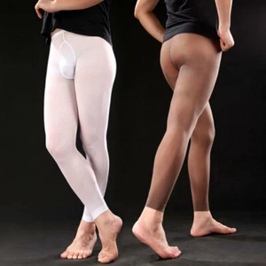 Men Long Johns Transparent Pant Trouser Skinny Fitness Bottom Leggings Sexy Soft - Picture 1 of 12
