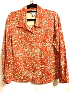 Serengeti Top Button Down Red Floral Jean XL 100%Cotton - Picture 1 of 11