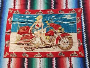 Vintage Biker Babe Beach Tapestry Chopper Bobber Custom Motorcycle David Mann?