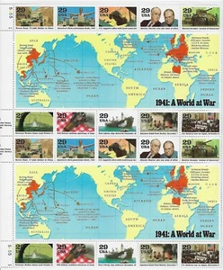 US 1941 A World at War 29c Stamp Sheet Scott #2559 - Picture 1 of 1
