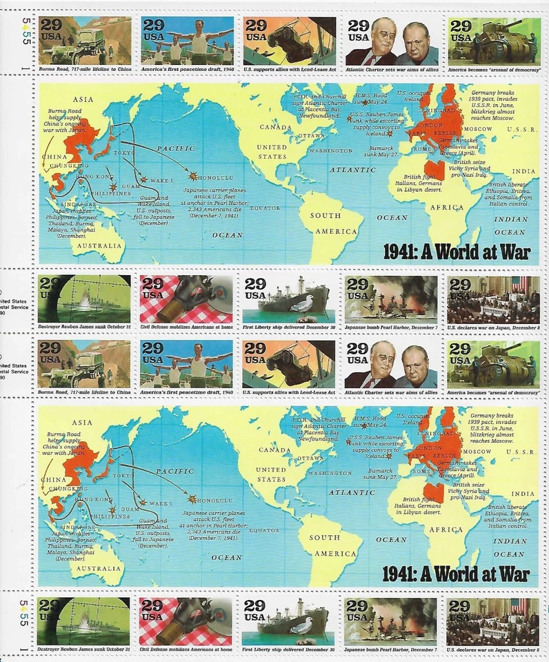 US 1941 A World at War 29c Stamp Sheet Scott #2559 - Image 1 of 1