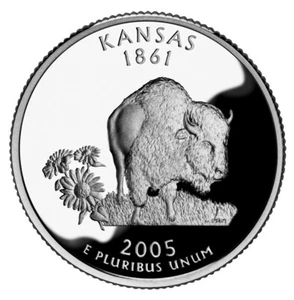 2005 S SILVER PROOF KANSAS STATE QUARTER 90% SILVER FREE SHIPPING! - Picture 1 of 1