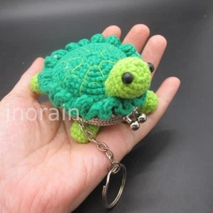 Handmade Crochet 3D Amigurumi Keychain Green Tortoise Mini Kiss Lock Coin Purse - Picture 1 of 5