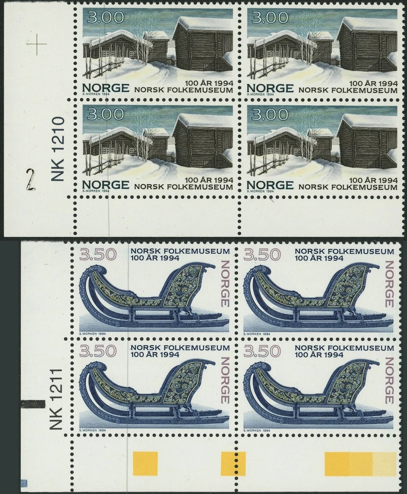 Norway #1063-1064 Folk Museum Century Blocks Postage Stamps Europe 1994 Mint NH - Image 1 of 1