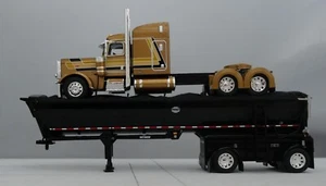 DCP 1/64 Gold Black Peterbilt 389 Mac Spread Axle Round Dump Trailer 60-1741 - Picture 1 of 6