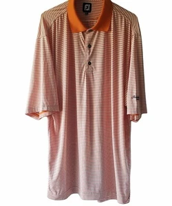 FootJoy Mens Size XL Orange Striped Polo Short Sleeve Shirt Collared Reg Fit - Picture 1 of 7