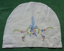 Vintage Hand Embroidered Linen Tea Cozy - Cosy Cover - 14½" x 11½"
