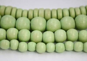 Key Lime Green Beads 6mm 8mm 10mm 8x5mm Light Green Wood beads -16 inch strand - Picture 1 of 9