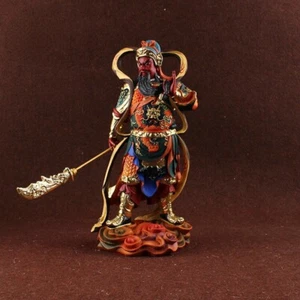 Statua Buddha Bodhisattva Kwan Guan Gong Yu protezione resina cinese 10,2" - Foto 1 di 7