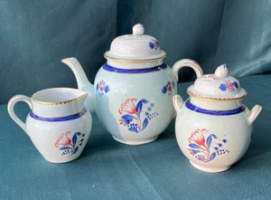 Adams Calyx Ware Georgian Tulip Ironstone Teapot, Creamer and Covered Sugar Bowl - Picture 1 of 23