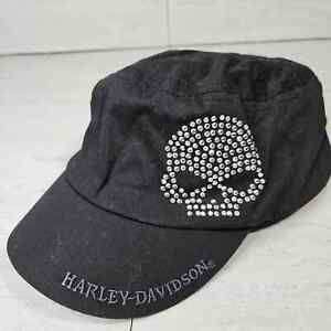 Harley Davidson Hat Womens Cadet Skull Studded Black