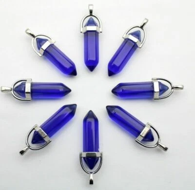 Colgantes de piedra de columna hexagonal de vidrio de cristal azul 50 un. para hacer joyas hágalo usted mismo Foto 1 de 3