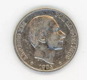 Spain España Philippines 20 Centavos 1884 VF KM 149 Silver Coin - Picture 1 of 2