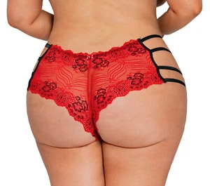 Plus Size Sexy Cross Dye Lace Boyshort Panties With Strappy Sides - Picture 1 of 2