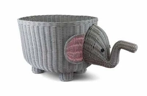 28" Large Hand Woven Elephant Rattan Storage Basket Bin Shelf Organizer Wicker - Picture 1 of 6