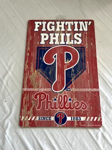 Philadelphia Phillies MLB 17" x 11" Wood Decorative Indoor Slogan Sign Wincraft - Picture 1 of 2