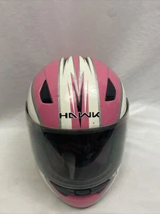 Ladies Pink White Full Face HAWK Motorcycle Helmet w/Visor, DOT, MEDIUM - Picture 1 of 12