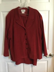 Cassada Womens 24 W Blazer And Skirt Set Burgundy Microfiber Long Sleeve - - Picture 1 of 7