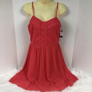 BCX Kleid Spaghettiträger koralle lachs einfarbig transparent gefüttert Häkel Junior Größe 9 - Bild 1 von 6