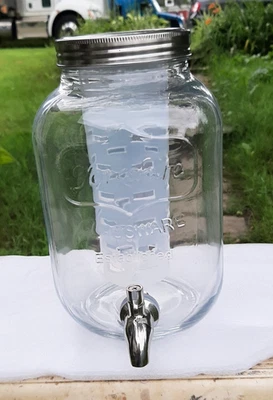 Yorkshire Glassware 1 Gallon Glass Drink Dispenser Jar/ Lid  10" w/ Insert New - Image 1 of 4