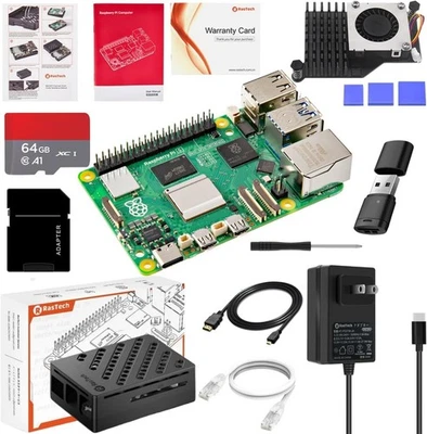 Raspberry Pi5 8GB Kit 8GB board/active cooler/PD power adapter/64GB card - Image 1 of 4