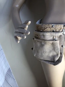Grembiule da falegname vintage anni '80 premium cintura attrezzi in pelle di mucca pesante spaccata 30 in vita - Foto 1 di 11