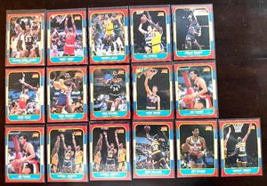 1986-87 LOT 16 FLEER BASKETBALL CARDS JABBAR, LUCAS, WILLIS, ADAMS, MALONE, 9 RC - Picture 1 of 6