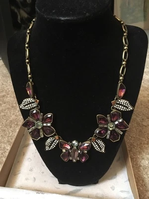 Chloe & Isabel Statement Necklace - Purple Crystal Floral Design - Image 1 of 4