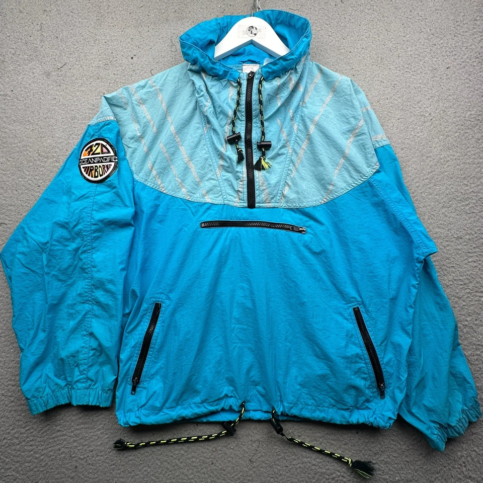 Vintage OP Ocean Pacific 720 Airborne Anorak Windbreaker Jacket Mens Large Blue - Image 1 of 4