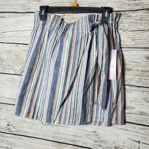 MODA SULLA TERRA MINIGONNA ASIMMETRICA FODERATA A RIGHE MULTI LARGE - Foto 1 di 7