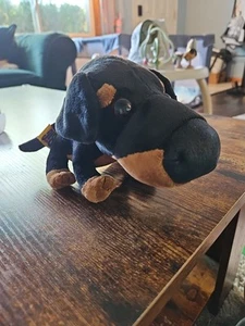 Dog Stuffed Animal Plush Toy Head First Big 2002 Brown Black Rottweiler - Picture 1 of 3