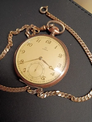 Reloj de bolsillo Omega Bierne Geneve 1939 hecho en Suiza con cadena serie #9087640 ¡funciona! Foto 1 de 4