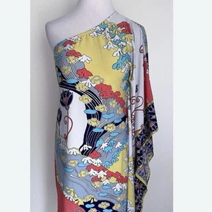 Donna Morgan VTG Dress Poncho 14 L XL Funky One Shoulder Asymmetrical Stretch - Picture 1 of 9