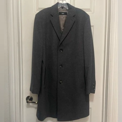 HUGO BOSS Charcoal Wool Cashmere Stratus 3 Regular Fit Coat - Sz 38R - Image 1 of 4